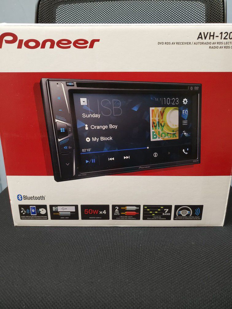 NEW STEREO PIONEER DVD, BLUETOOH, USB,AUX, MULTIMEDIA,TOUCH SCREEN COLOR, BACKUP CAMARA ADAPTER AND MICROPHONE