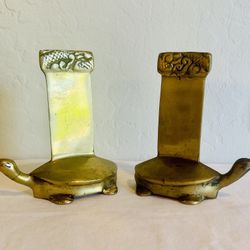 vintage brass turtle bookends