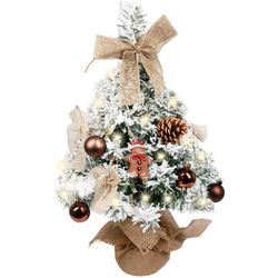Sunnyglade Mini Christmas Tree, 24 Inch/2 FT Lighted Tabletop Artificial Xmas Tree with Music Box, Gingerbread Man Tag and Decor Ball, DIY Small Tree 