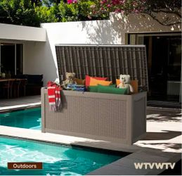WTVWTV 320 Gal. Waterproof Outdoor Resin Storage Deck Box, Large Lockable Capacity