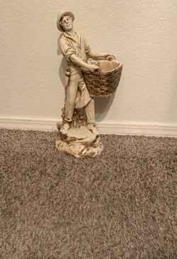Fantastic Vintage Apple Farmer 17" Chalkware Statue by Marwal Ind. Inc.