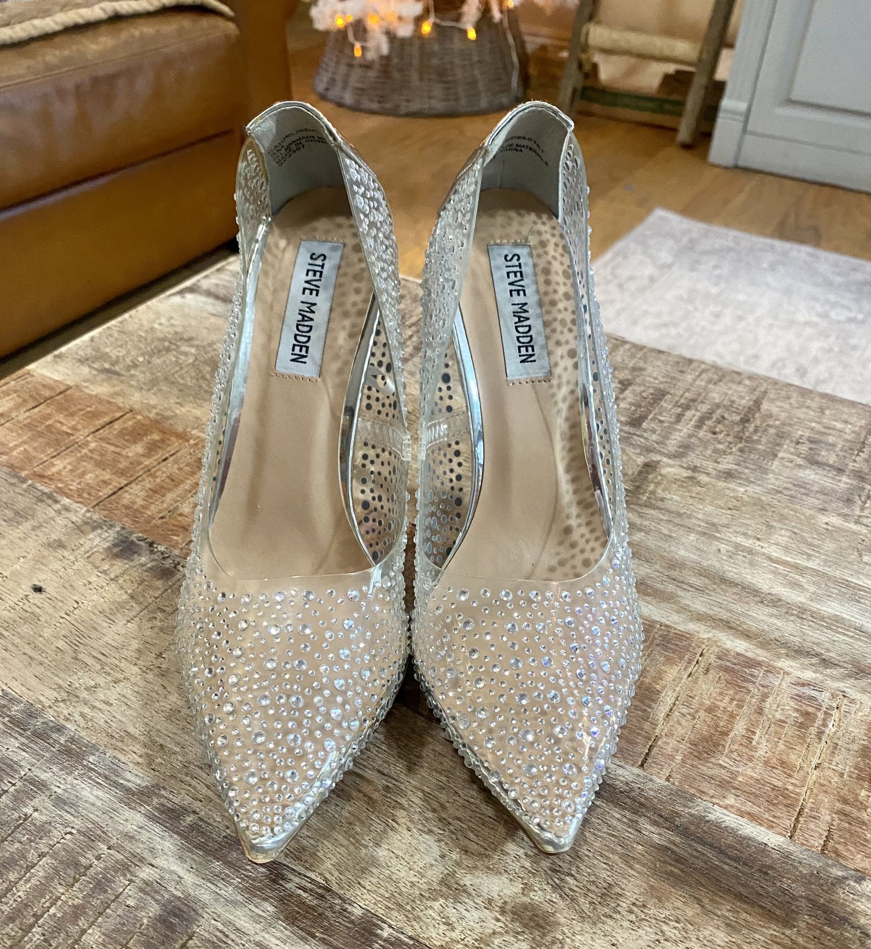 Silver/Clear Steve Madden Heels