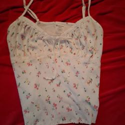 White Floral Tank Top