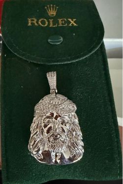 14k white gold/Moissanite Jesus piece