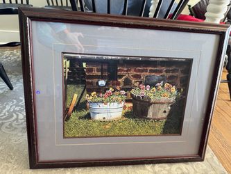 Bob Timberlake Framed Print "Pumphouse Pansies"