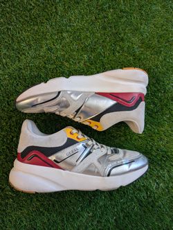 GUESS Tinsley Color Block Sneakers Black Red Silver Metallic Men’s 11 Shoes