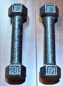 3lb Gray Dumbbell Pair Cast Iron Hex Dumbbell Pre-Owned