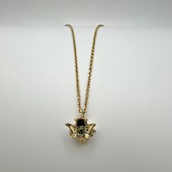 Green Sapphire with 14K Gold Vertebrae