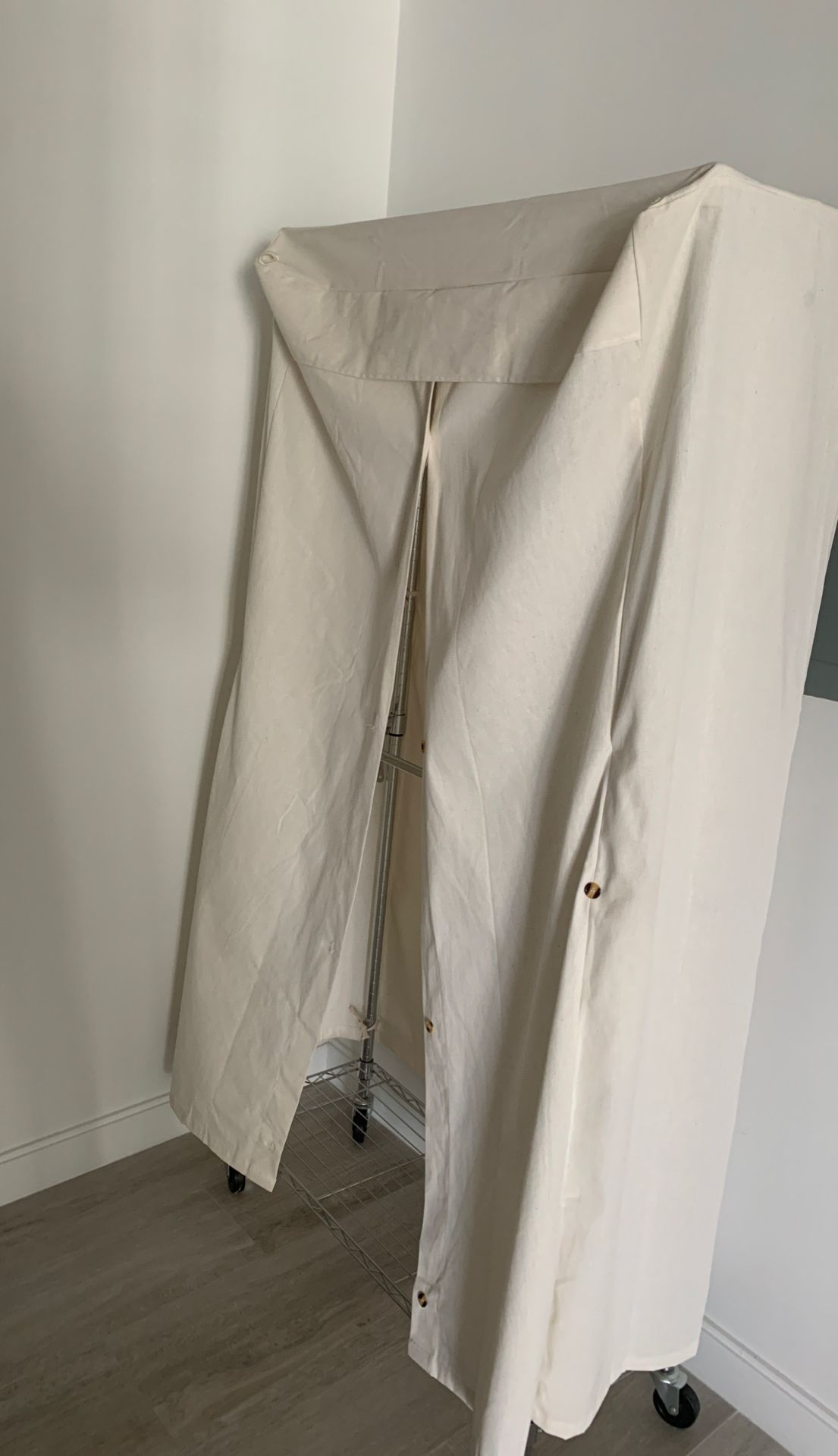 AmazonBasics Double Hanging Rod Garment Rolling Closet Organizer Rack, Chrome