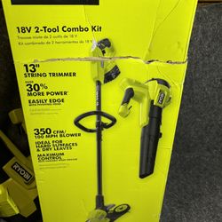 RYOBI ONE+ 18V Cordless Battery String Trimmer/Edger and Jet Fan Blower Combo Kit (2-Tools) with 4.0 Ah Battery and Charger