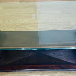 Modern Mahogany coffee table with glass top