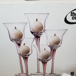5 Decorative Glass Candle Holder Set