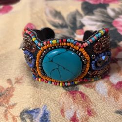 Vintage Boho Style Bracelet With Large “Turquoise” Stone 