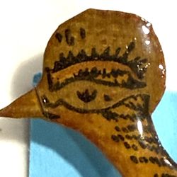 Artist Signed Vtg Handmade Leather Roadrunner Pin / Brooch - Sealed / Shellac Approx 2.75” x 3.25