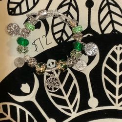 Green And Silver Beaded Bracelet