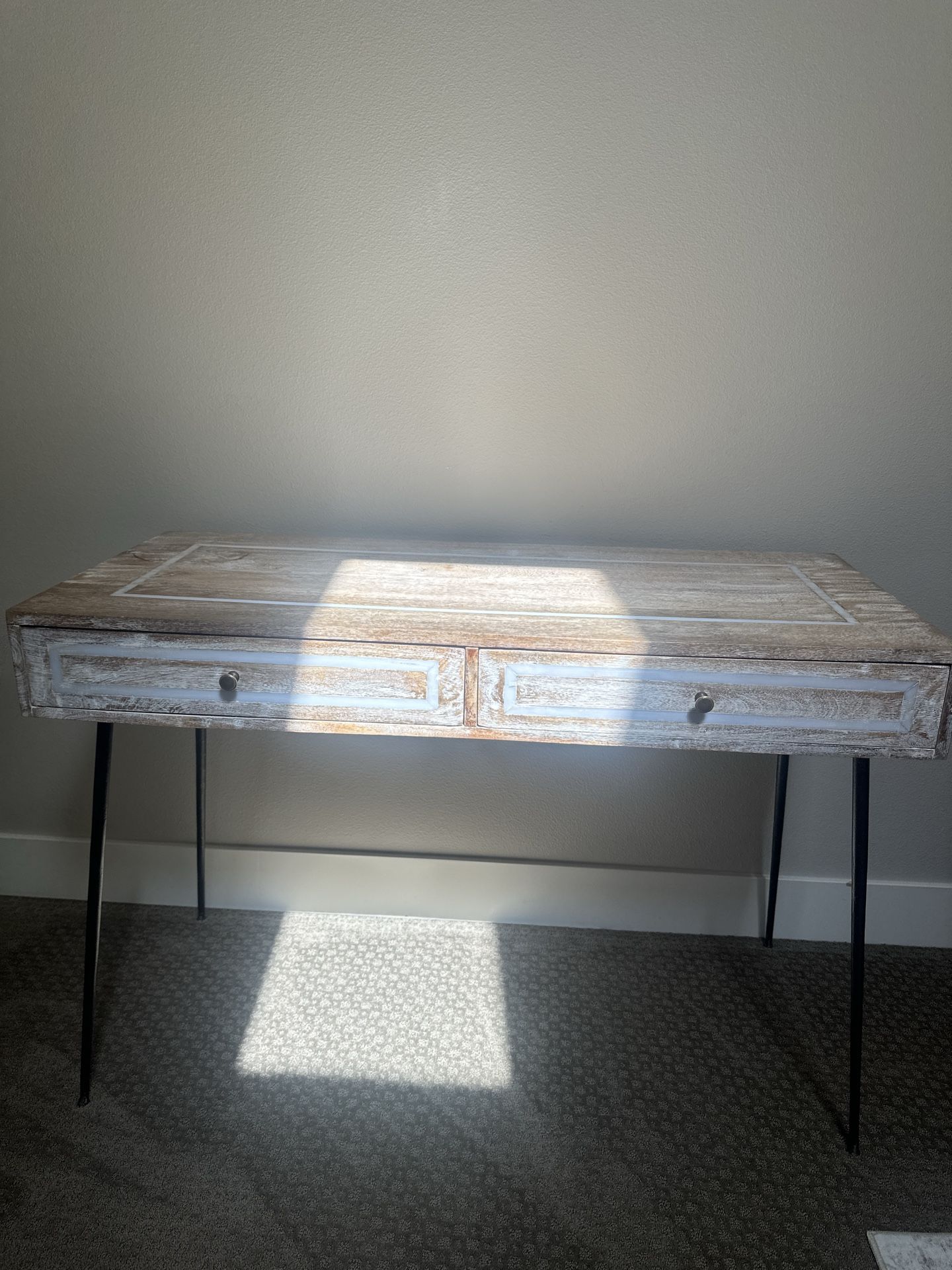Moving Sale: Rustic wood Whitewashed finish Desk