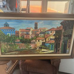 Large Oil On Canvas Painting 