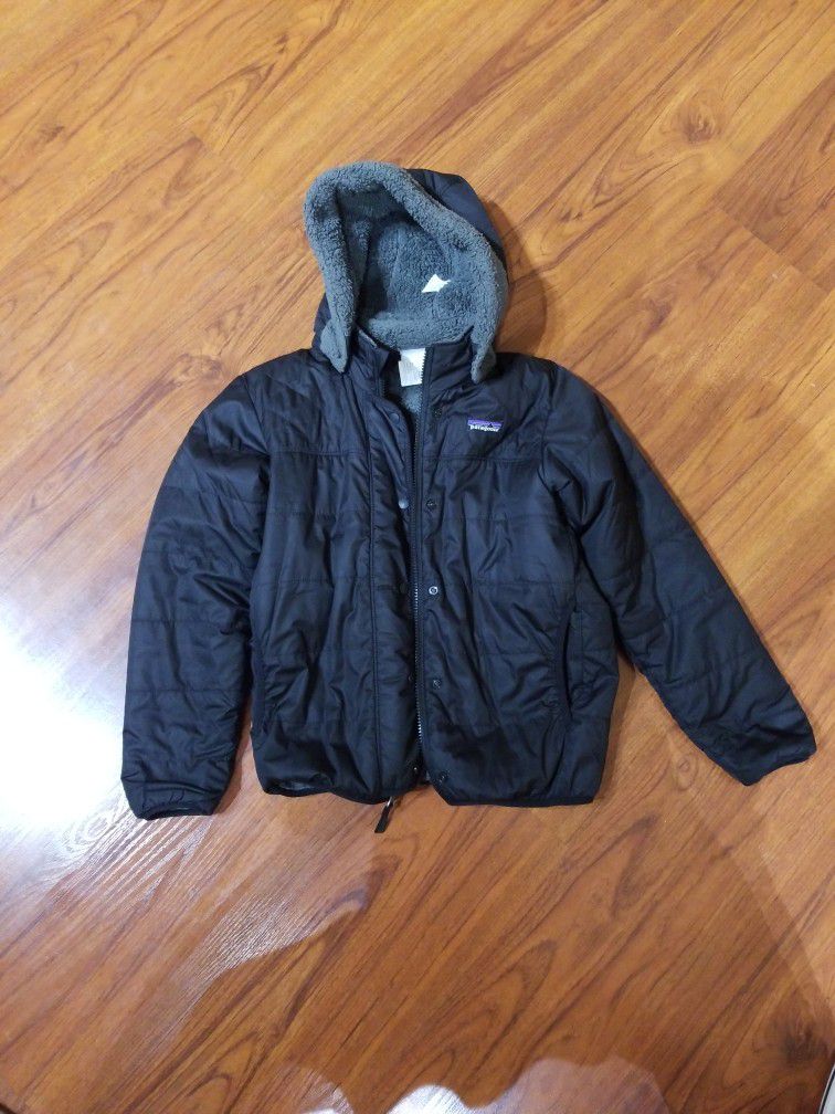 Patagonia Bomber Kids Girl Jacket Size 10. Hoodie Is Removable