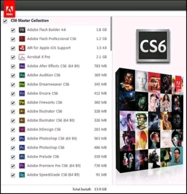 Adobe CS6 Master USB for Windows 10