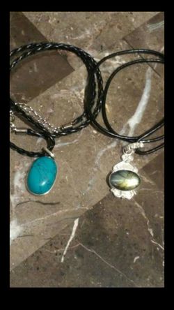 Two Nice Silver Necklaces turquoise & labradorite stone
