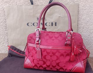 Authentic Coach Hampton Satchel  2003 Rare Red