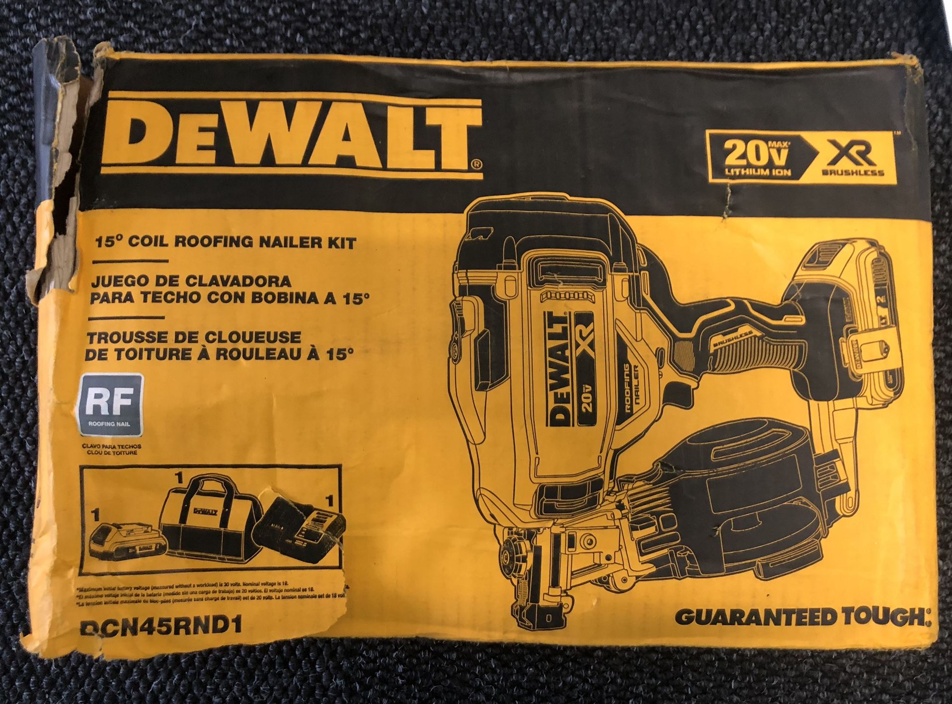 Dewalt 15 degree Coil Roof Nailer with battery and charger - All brand new in the box!