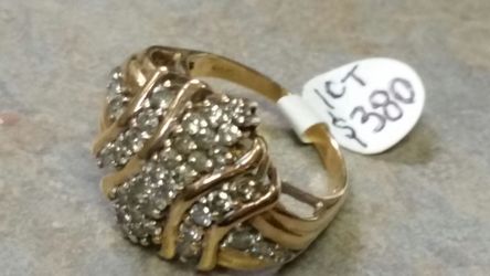 14 karat gold 1 carat genuine diamond cluster ring