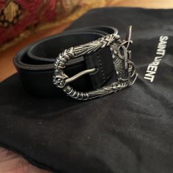 Black YSL Leather Belt