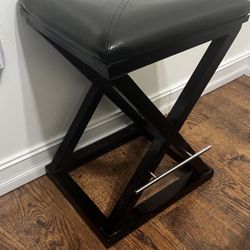 2 Black Wooden Table  Stools