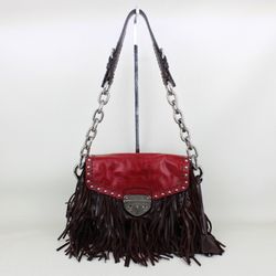 Prada Vitello Shine Leather Fringe Shoulder Bag 