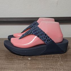Fitflop Lulu Art Denim Wedge Women's Sandals Shoes Size 9