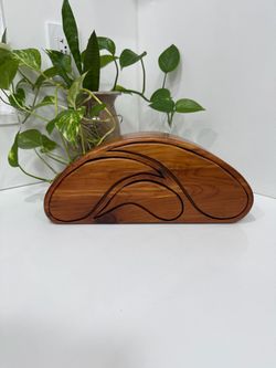 Vinatge 1993 Curved Wooden Jewelry Box