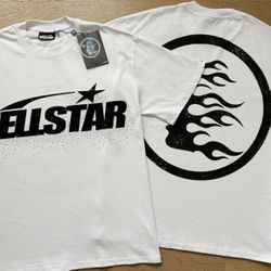 HELLSTAR White/Black With Rime stones Classic Logo T-Shirt MEDIUM [Capsule 10]