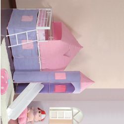 Princess Castle Twin Tent Loft Pink Bed With Mattress /// Financing Available 