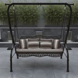 3-Person Outdoor Wicker Patio Swing