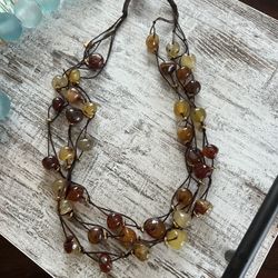Vintage 70s Boho Triple Layer Statement Necklace