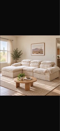 115.7" Cloud Couch, Boneless Couch for Living Room, Modular Sectional Sofa, Deep Seat Memory Foam Chaise, Free Combination, No Assembly Required,