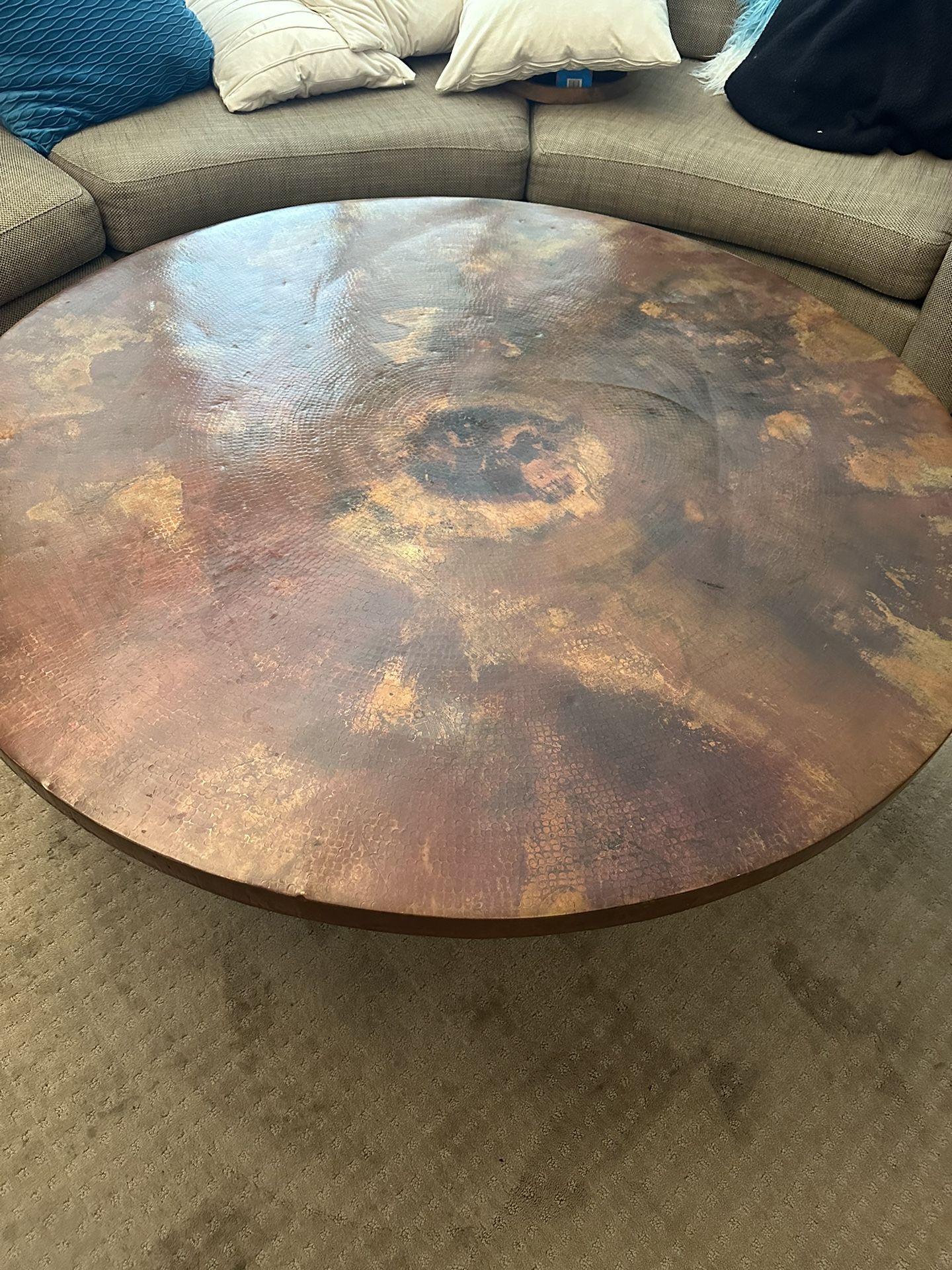 Hammered Copper Round Coffee Table for Sale in Scottsdale AZ