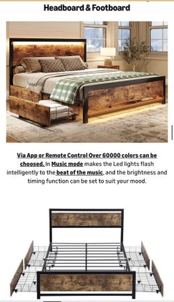 Queen bed frame with drawers