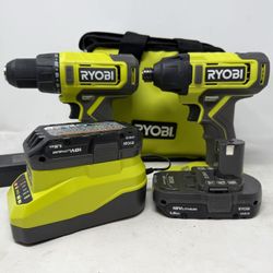 RYOBI ONE+ 18V Cordless 2-Tool Combo Kit with Drill/Driver, Impact Driver, (2) 1.5 Ah Batteries, and Charger