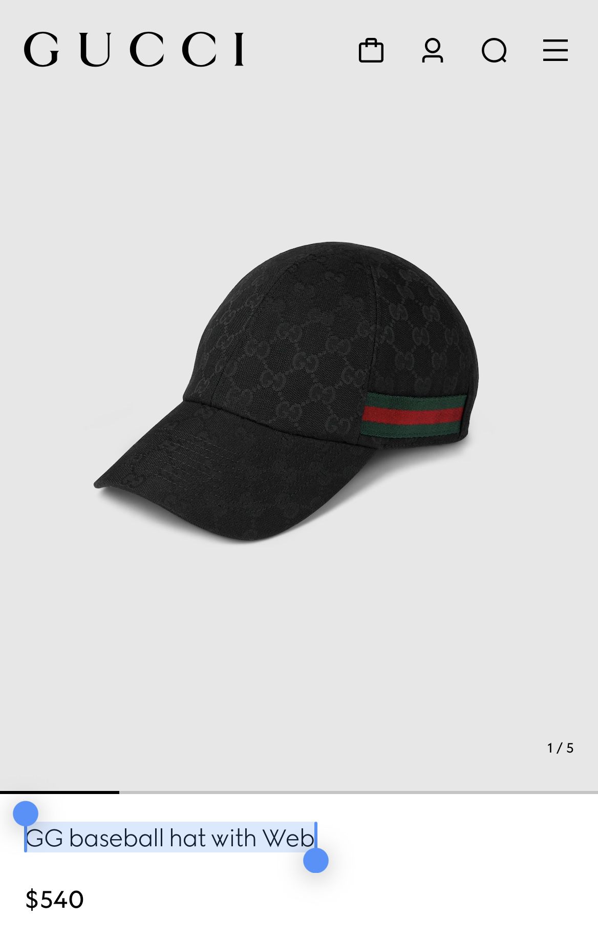 GG baseball hat with Web