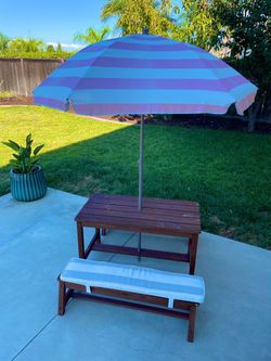 Kids Outdoor Picnic Table Set with Umbrella