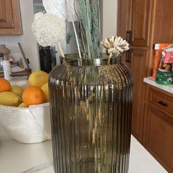 Olive Glass Flower Vase
