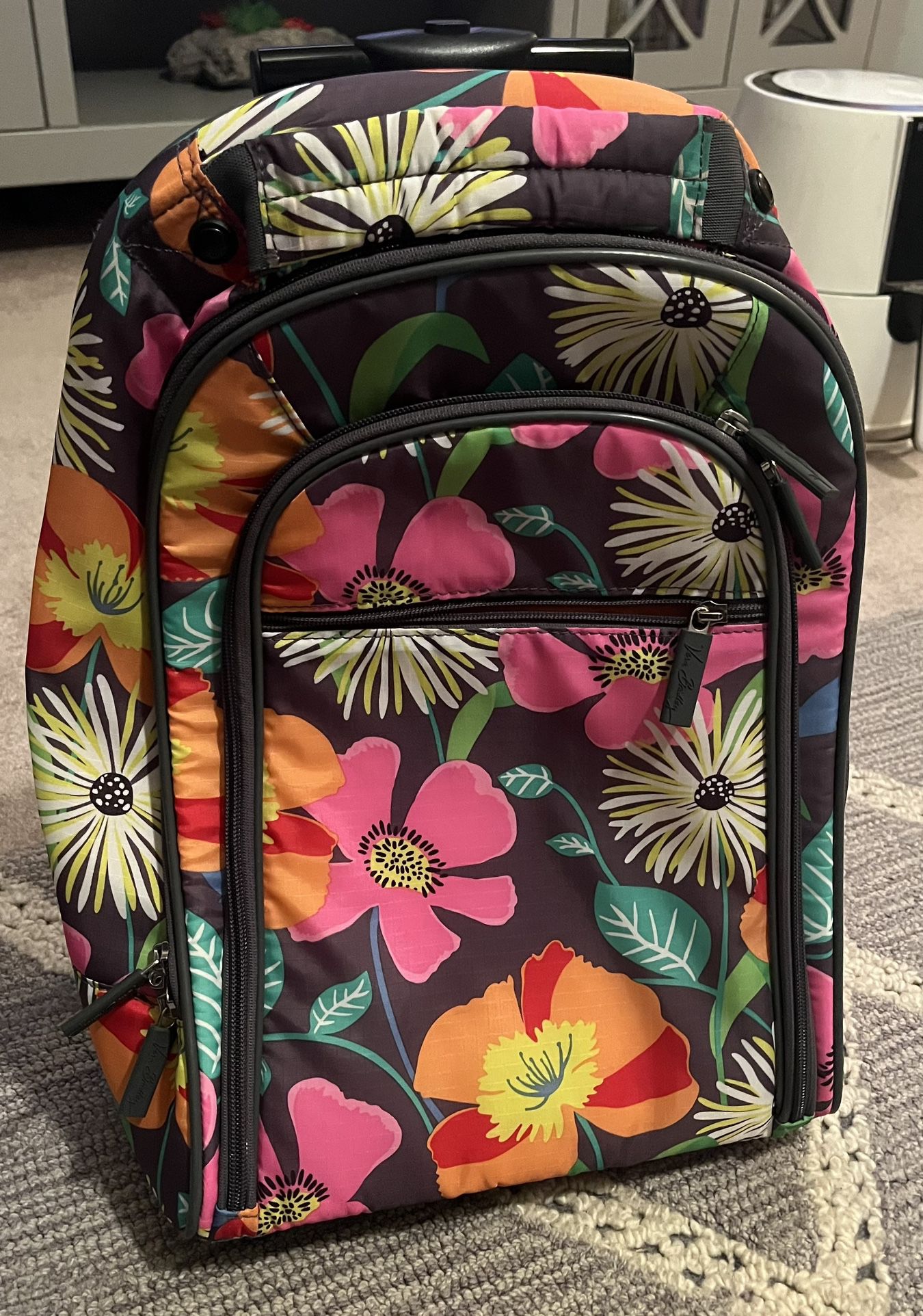 Vera Bradley Rolling Backpack Carryon Suitcase Luggage Jazzy Bloom Mint