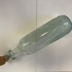 1800’s Antique round bottom green glass soda bottle, no chips or cracks