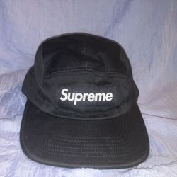 Black Supreme Hat With Leather Strap Hi