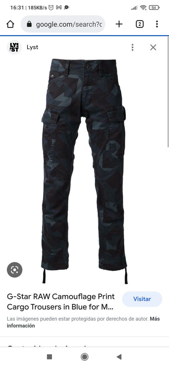 Men's Black G Star Cargo Pants Rovic Tapered Camo Print

