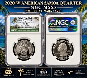 2020-W American Samoa Park Quarter NGC MS65 WWII V75 West Point