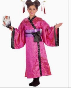 Geisha Pink Kimono Kids Girl Halloween Costume