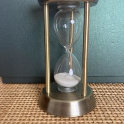 Brass Metal Hourglass With White Sand